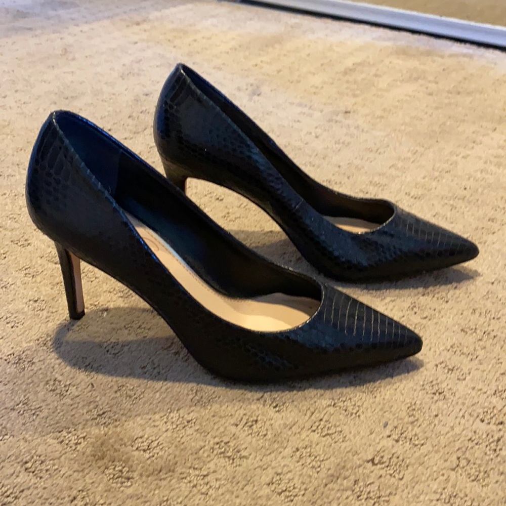 Black Snakeskin Print Heels